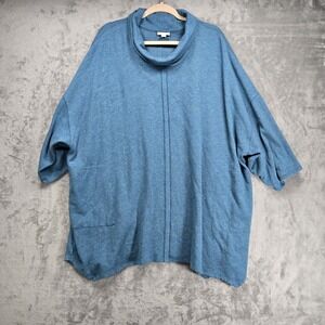 J Jill Sweater Women's 3x Teal Pure Jill 3/4 Sleeve Mock Neck Pullover EUC